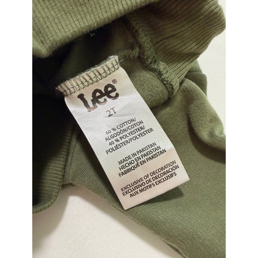 Lee Boys Hoodie Olive Green Charcoal Gray Colorblock Henley Pullover 2T - Picture 5 of 5